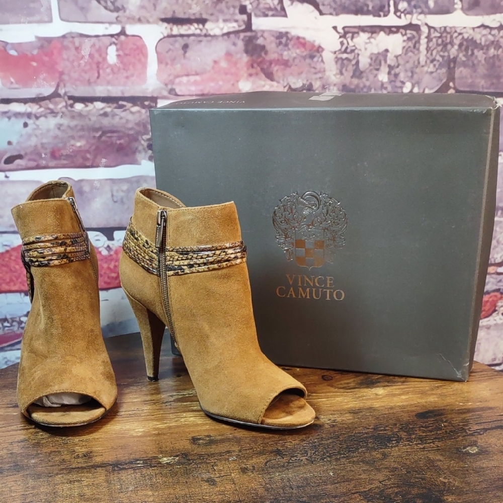 Vince Camuto "Annavay" Suede Peep Toe Ankle Booties